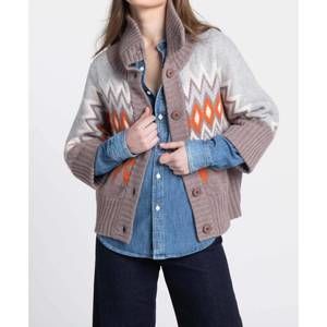 NEW KINROSS crop cowl alpine cardigan in multi